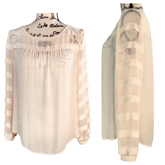 LOFT - Semi Sheer Light Apricot Long Sleeve Blouse - S (Fits like A Medium) - Picture 4 of 16